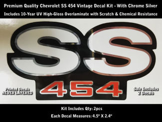 SS 454 Aufklebersatz 2 Stück Camaro Chevrolet Chrome Outlines 4,5