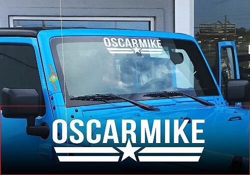 Oscar Mike Windschutzscheiben-Banner Vinyl-Aufkleber für Jeep Wrangler