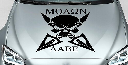 Molon Labe Totenkopf Motorhauben Vinyl-Aufkleber für Jeep Wrangler