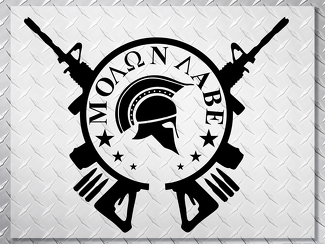 Spartan Helm MOLON LABE Vinyl-Aufkleber mit Pistolenkreuz auf der Motorhaube Wrangler Jeep