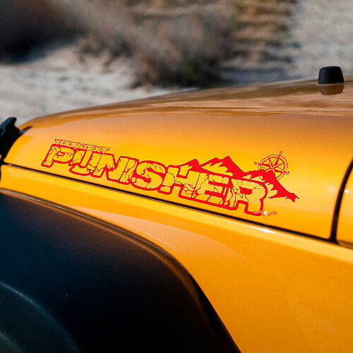 Custom Punisher Stil Motorhauben-Seitenvinyl-Aufkleber-Set für Jeep Wrangler