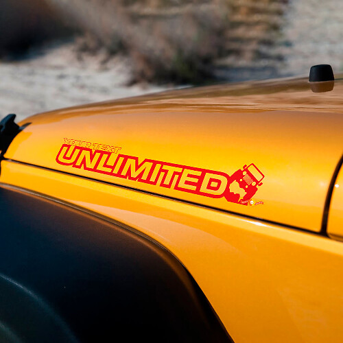 Benutzerdefinierte Schrift Unbegrenzte Jeep Offroad Motorhauben Vinylaufkleber Decal Grafik 2 für Jeep Wrangler Unlimited