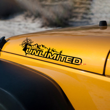 Paar Jeep Wrangler Unlimited Vinyl Hood Sticker Decals Mountain Compas
 3