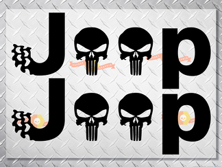Jeep Punisher Skulls Vinyl-Aufkleber für Wrangler Side Bump Sticker Aufkleber