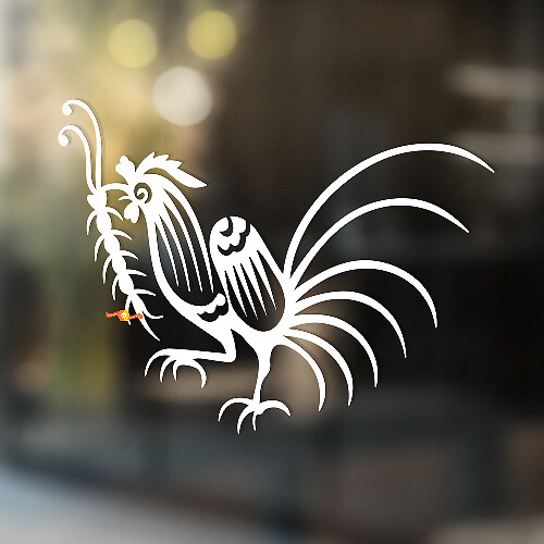 Rooster und Caterpillar Universeller Vinyl-Aufkleber