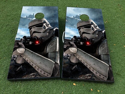 Stormtrooper-inspirierte Cornhole-Brett Vinyl-Wickel Aufkleber Set