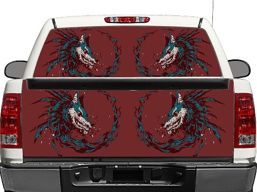 Furious Wolf Heckscheiben- oder Heckklappen-Aufkleber für Pick-up Trucks und SUVs
