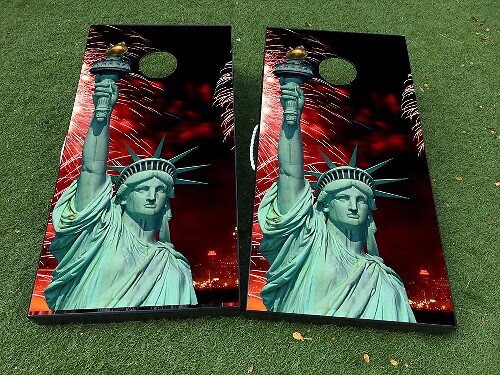 Statue of Liberty Cornhole-Board Vinylwrap-Aufkleberset