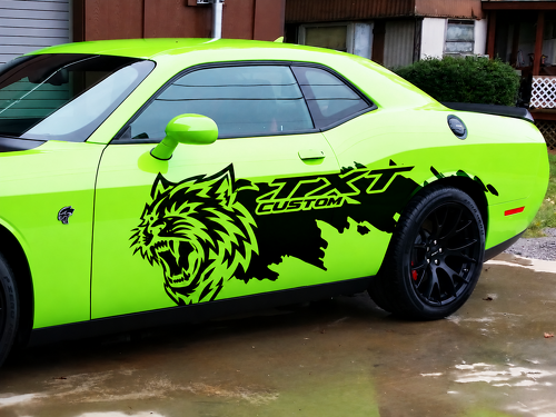 CUSTOM Cat Grunge Splash — Vinyl-Aufkleber (Seite) für Dodge Challenger SRT, Hellcat 2008-2014