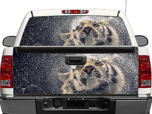 Tiger- und Splash Water-Heckscheiben- oder Heckklappen-Vinylaufkleber für LKWs