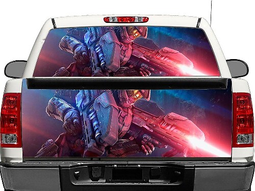Halo Master Chief Warrior Aufkleber für Heckscheibe oder Heckklappe für Trucks