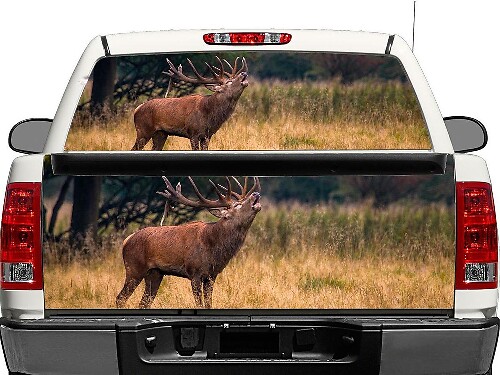 Wildtier Hirsch Natur Heckscheiben- oder Hecktür-Aufkleber aus Vinyl für Pick-up Trucks SUVs