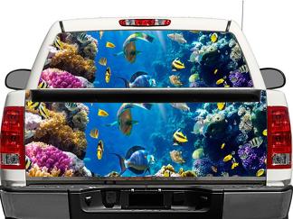 Tropischer Fisch Unterwasser Meer Ozean Sealife Heckscheibe ODER Heckklappe Aufkleber Aufkleber Pick-up Truck SUV Auto