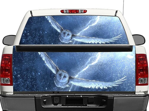 Schnee-Eule Heckscheiben- oder Heckklappen-Vinylaufkleber für Pick-up Trucks und SUVs