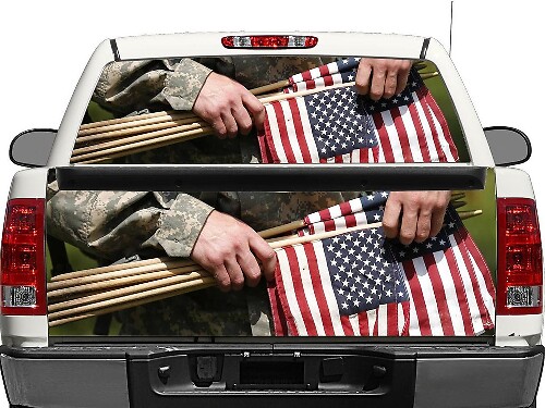 American Flag Militärstil Heckscheiben- oder Heckklappenaufkleber für Pickup-Truck
