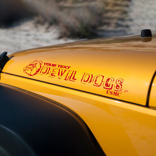 DEVIL DOG ​​Bulldog Edition Devil Dogs USMC Haubenaufkleber Aufkleber für Jeep Wrangler Motorhauben
