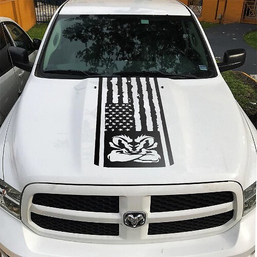 US-Flaggen-Hood-Vinylaufkleber für Dodge Ram 1500-3500 Rebel