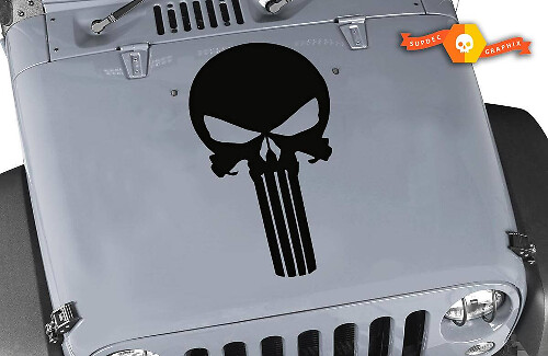 Punisher Schädel Logo Motorhauben Vinyl Aufkleber für Jeep Wrangler