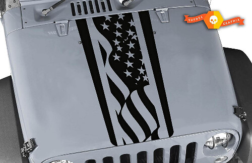 Vinyl-Aufkleber mit amerikanischer Flagge für Haubenstreifen beim Jeep Wrangler