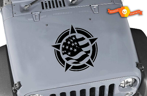 USA Flag Stern Vinyl Haubenaufkleber für Jeep Wrangler