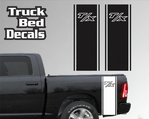 T/X Vertical Twin Pinstripe Pair Ladeflächenseite Vinylaufkleber für RAM 1500 2023