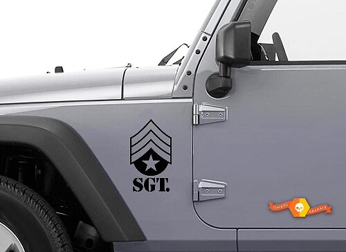 Militär-Sergeant SGT Seitlicher Kotflügel-Aufkleber-Satz für Jeep Wrangler TJ LJ JK