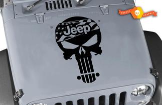 Jeep Wrangler TJ LJ JK Punisher Skull Flag Kit Set Motorhaube Vinyl Aufkleber Auto/LKW