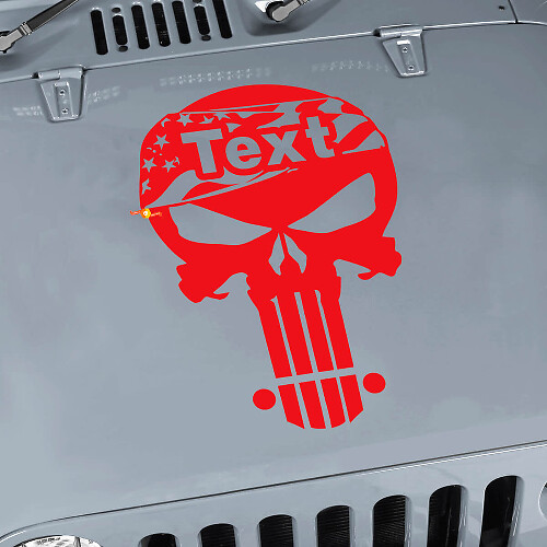 Punisher-Schädel USA-Flagge Custom Hauben Vinylaufkleber für Jeep Wrangler