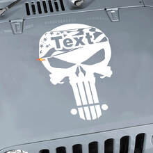 Punisher-Schädel USA-Flagge Custom Hauben Vinylaufkleber für Jeep Wrangler_2