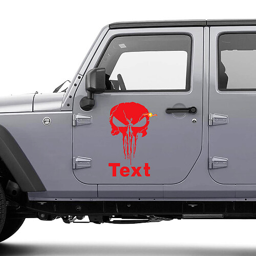 Punisher-Schädel-Türseiten-Vinylaufkleber-Set für Jeep Wrangler JK CJ TJ YJ