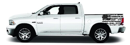 Abgenutztes US-Flaggen-Bettseiten-Vinylaufkleber-Set für Dodge Ram 1500-3500