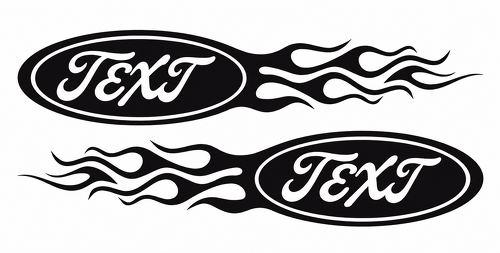 Individuelle Text-Oval-Flammenstil-Vinylaufkleber - Paar