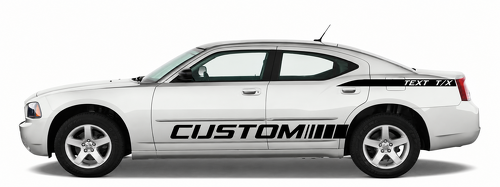 BENUTZERDEFINIERTER TEXT T/X Seitenstreifen Paar Kotflügel Rocker Panel Vinyl Aufkleber Sticker für Dodge Charger 2006-2010