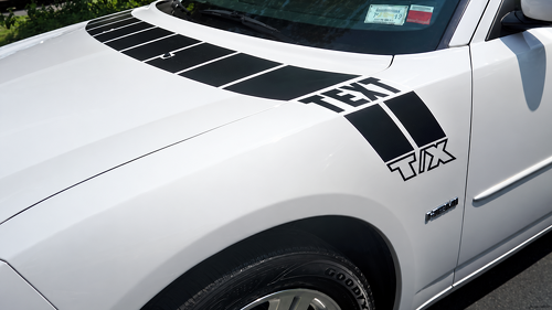 TEXT T/X segmentierter Haubenstreifen Satz Motorhaube Kotflügel Vinyl Aufkleber Sticker für Dodge Charger 2005-2010