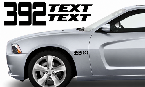 392 Shaker Scat Pack Style TEXT TEXT Pair — Vinylaufkleber (Kotflügel) für Dodge Charger
