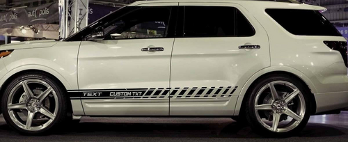 TEXT CUSTOM TXT Untere Tür- und Schwellerstreifen Vinyl-Aufkleber-Kit für Ford Explorer 2010 2011 2012 2013 2015 2016 2018