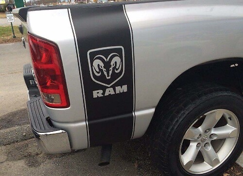 2 LKW-Vinyl-Aufkleber Rennstreifen-Aufkleber Dodge Ram Rebel Mopar Hemi Graphics