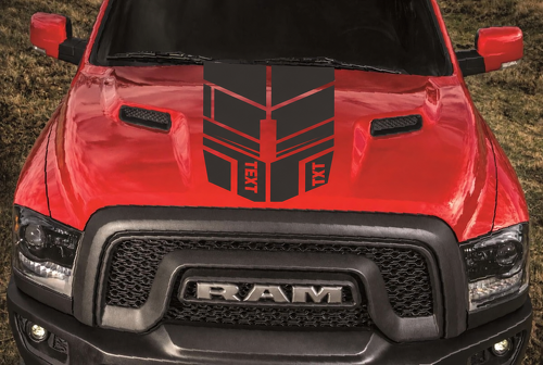 TEXT TXT Segmentierter Rallyestreifen Motorhauben Vinylaufkleber Sticker für Dodge Ram 1500 2500 2009-2017