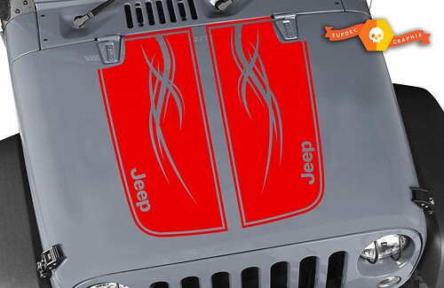 Doppelte Streifen mit Tribal-Muster Motorhauben-Vinyl-Aufkleber für Jeep Wrangler 1997-2017