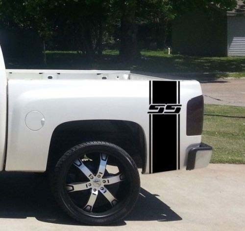 SS Logo Umriss Streifen Seiten Vinyl-Aufkleber für Chevrolet Silverado