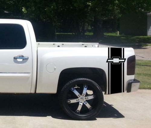 Custom Truck Chevrolet Bow Tie Bed Stripe Aufkleber Aufkleber Set (2) für Chevy Pickup 2024

