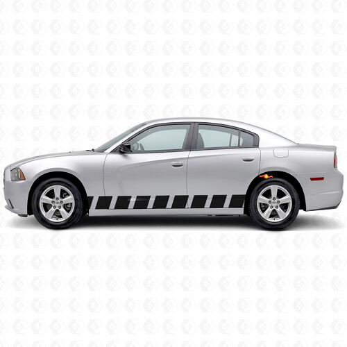 Gestreifte Seiten-Vinylaufkleber mit gestricheltem Streifen für Dodge Charger 2006-2010