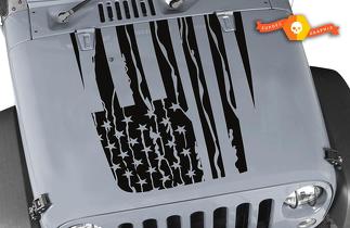Beunruhigter Motorhaubenaufkleber mit amerikanischer Flagge - Jeep Wrangler