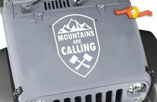 Mountains are Calling Crest Vinyl-Aufkleber, passend für alle Motorhauben – Jeep Wrangler 22b