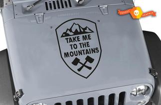 Take Me to the Mountains Crest Vinyl-Aufkleber passend für Motorhaube Jeep Wrangler