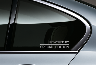 POWERED By Special Edition SILVER – Aufkleber Vinyl Racing Stripe Autoemblem