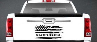 Infidel Distressed American Flag Vinyl Aufkleber Heckklappe Ford Chevy Dodge