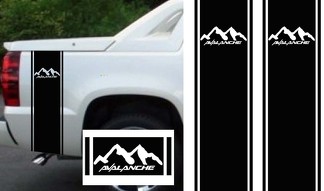 Schwarzes Chevy Avalanche Truck Bed Side Stripes Decal Kit Custom Sizing