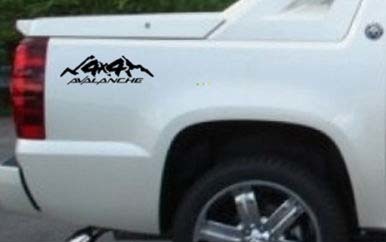 Schwarzer Chevy Avalanche 4x4 LKW-Ladeflächen-Seitenstreifen-Aufkleber-Set, individuelle Größe
