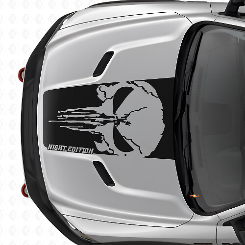 Punisher-Schädel Night Edition Motorhauben-Vinylaufkleber für Dodge Ram